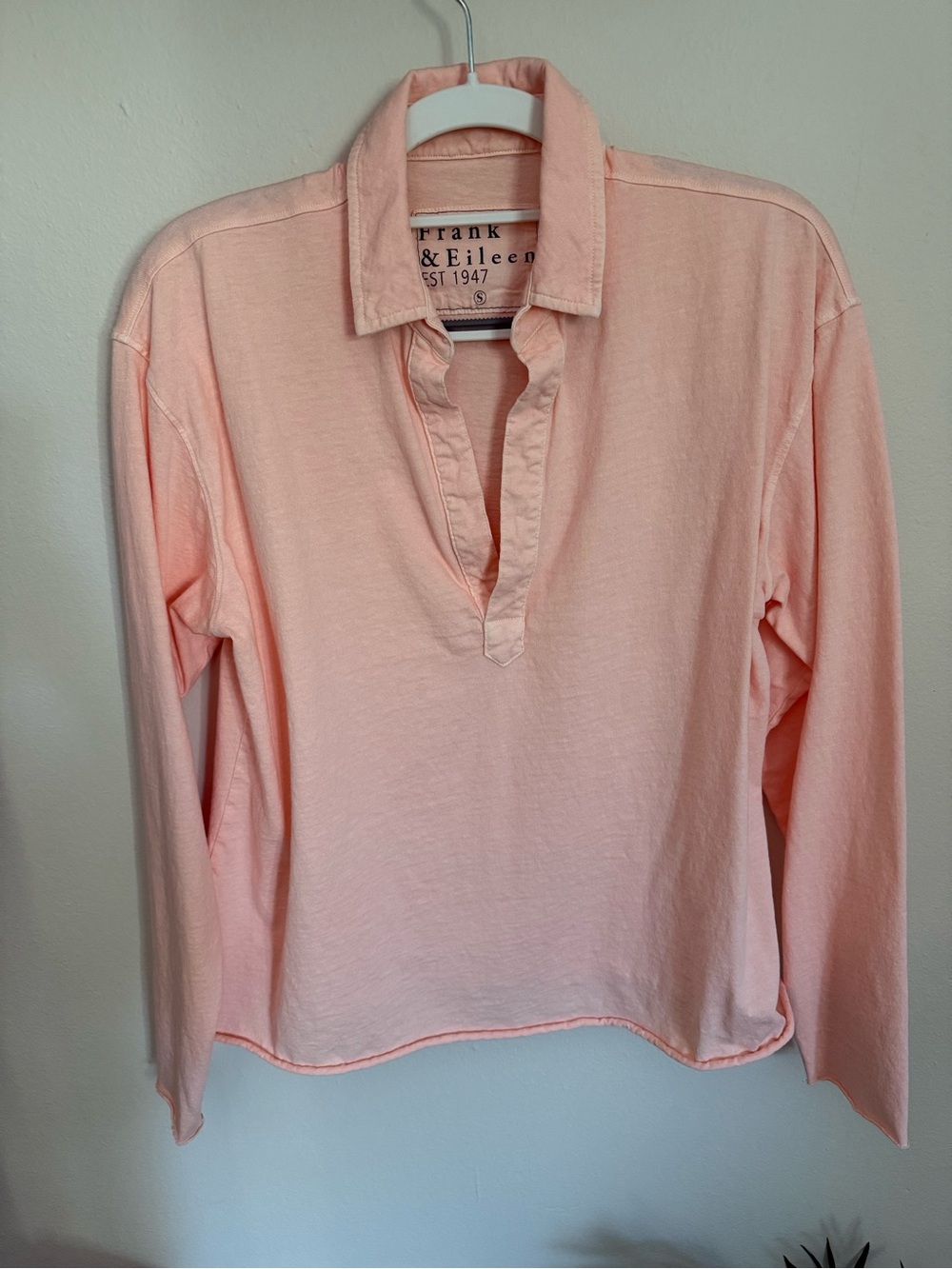 Frank & Eileen Patrick Jersey Light Coral Long-Sleeve Polo Shirt